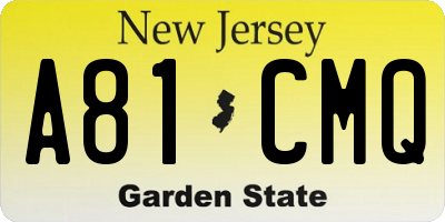 NJ license plate A81CMQ