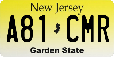 NJ license plate A81CMR