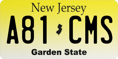 NJ license plate A81CMS