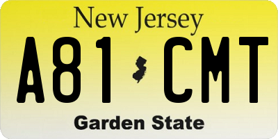 NJ license plate A81CMT