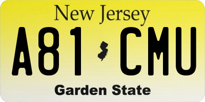 NJ license plate A81CMU