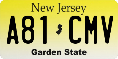 NJ license plate A81CMV