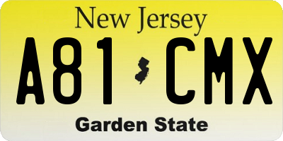 NJ license plate A81CMX