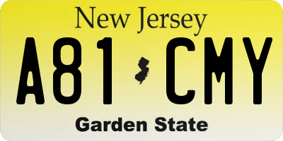 NJ license plate A81CMY