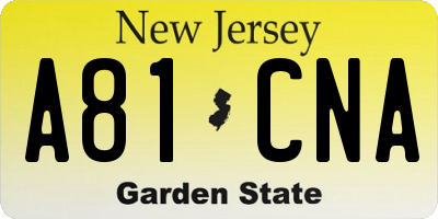 NJ license plate A81CNA