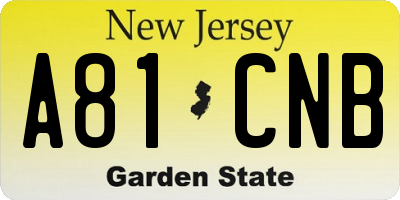 NJ license plate A81CNB