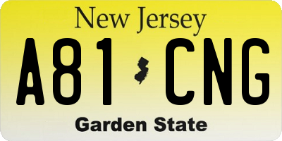 NJ license plate A81CNG