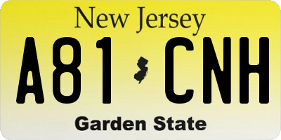 NJ license plate A81CNH