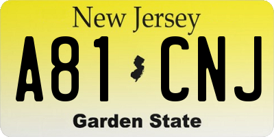 NJ license plate A81CNJ
