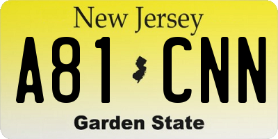 NJ license plate A81CNN