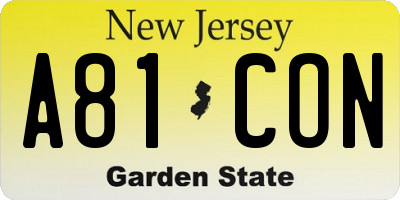 NJ license plate A81CON