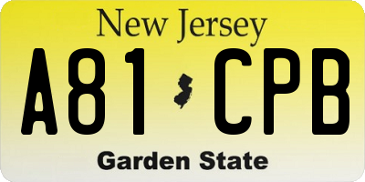 NJ license plate A81CPB