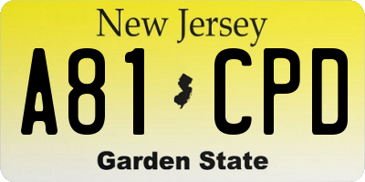 NJ license plate A81CPD