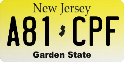NJ license plate A81CPF
