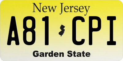 NJ license plate A81CPI