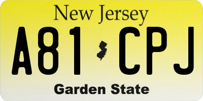 NJ license plate A81CPJ