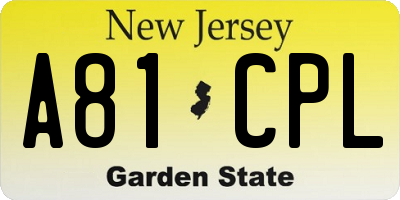 NJ license plate A81CPL