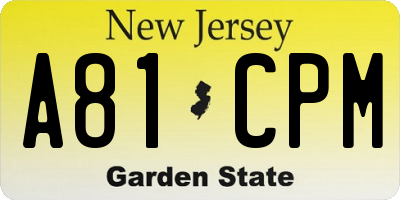 NJ license plate A81CPM