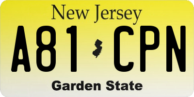 NJ license plate A81CPN