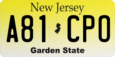 NJ license plate A81CPO