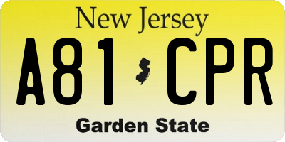 NJ license plate A81CPR