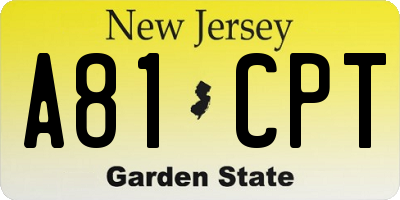 NJ license plate A81CPT
