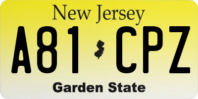 NJ license plate A81CPZ