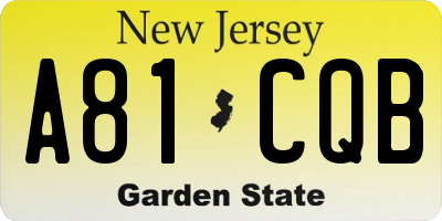 NJ license plate A81CQB