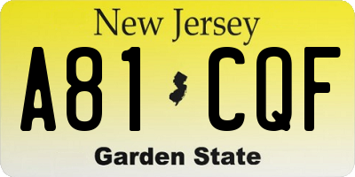 NJ license plate A81CQF