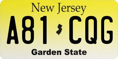 NJ license plate A81CQG