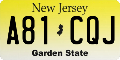 NJ license plate A81CQJ