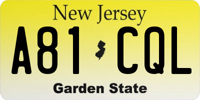 NJ license plate A81CQL