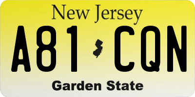 NJ license plate A81CQN