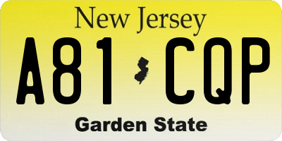 NJ license plate A81CQP
