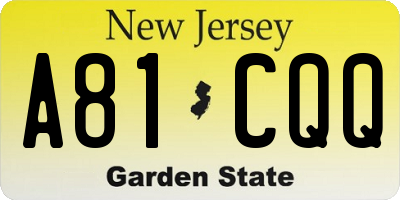 NJ license plate A81CQQ