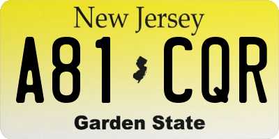 NJ license plate A81CQR