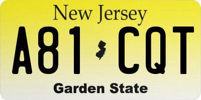NJ license plate A81CQT