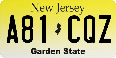 NJ license plate A81CQZ