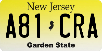 NJ license plate A81CRA