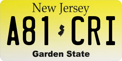 NJ license plate A81CRI