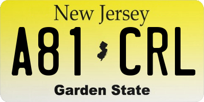 NJ license plate A81CRL