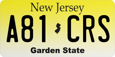 NJ license plate A81CRS