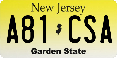 NJ license plate A81CSA