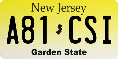 NJ license plate A81CSI