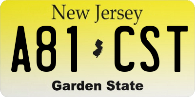 NJ license plate A81CST