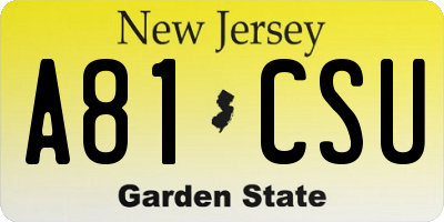 NJ license plate A81CSU