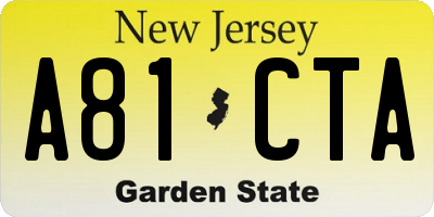 NJ license plate A81CTA