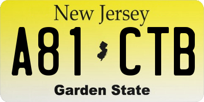 NJ license plate A81CTB