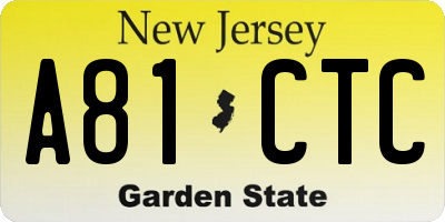 NJ license plate A81CTC