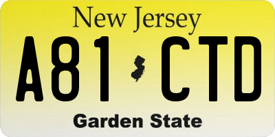 NJ license plate A81CTD